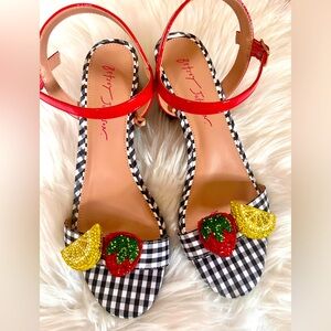 Betsey Johnson Red and Black Gingham Sandals